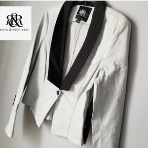 Rocker Chic Rock & Republic Tuxedo Denim Blazer 8